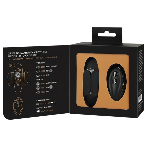 GoGasm Panty - nabíjací, diaľkový klitoris vibrátor (čierny)