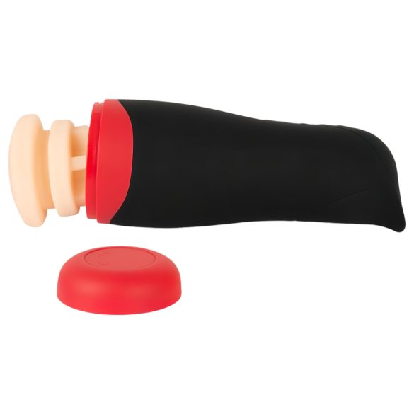 WYNE 01 - akumulátorový, vibračný-sací, hrejivý masturbátor (čierny)