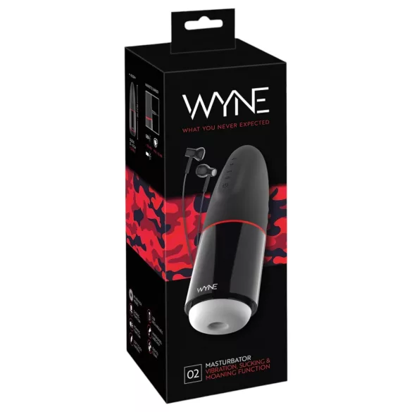 WYNE 02 - masturbátor s vibráciou a saním - dobíjací - čierno-biely