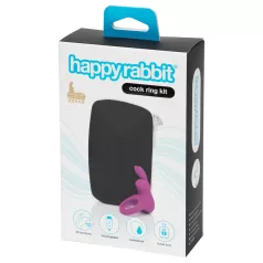   Happyrabbit - vibračný erekčný krúžok so zásobníkom - silikón fialový