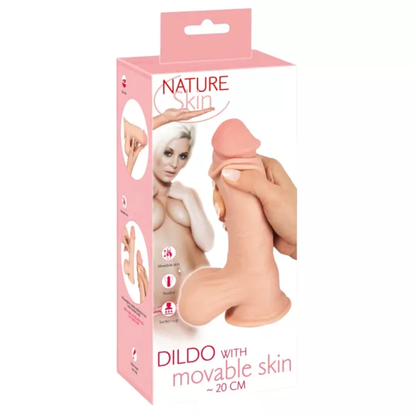 Nature Skin - realistický dildo s kožou - 20cm - telová farba