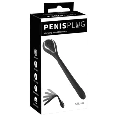   Penis Plug Dilator - akumulátorový vibračný dilatátor (1 cm, čierny)