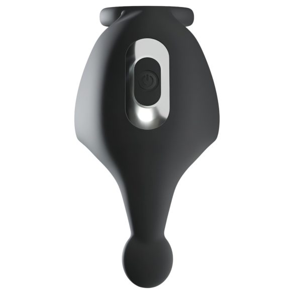 Rebel - nabíjateľný krúžok na penis a semenníky s vibráciou (čierny)