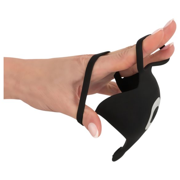 Rebel - nabíjateľný krúžok na penis a semenníky s vibráciou (čierny)