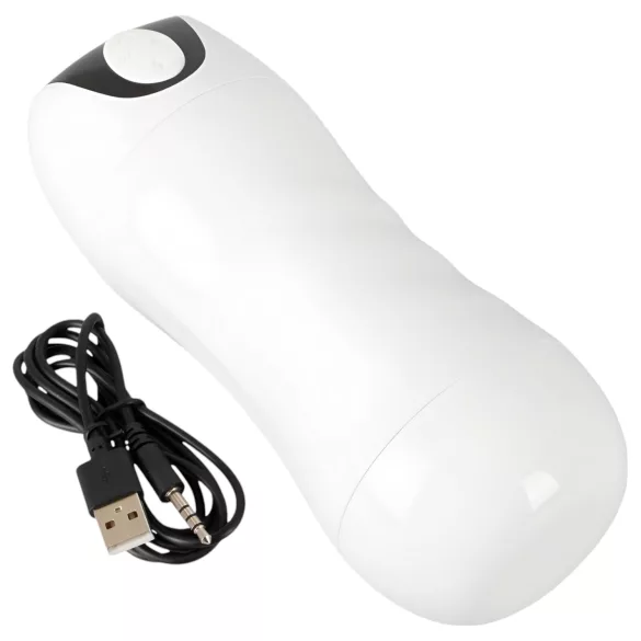 STROKER - masturbátor s vibráciou a saním - dobíjací - biely