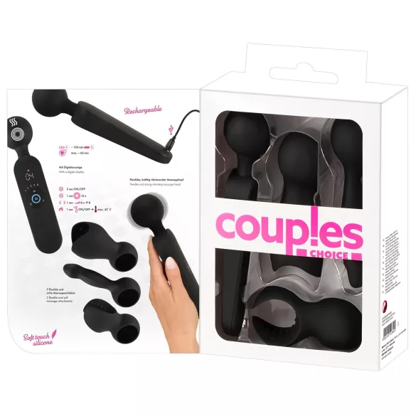 Couples Choice - vibračný masážny vibrátor s ohrevom - čierny - nabíjateľný
