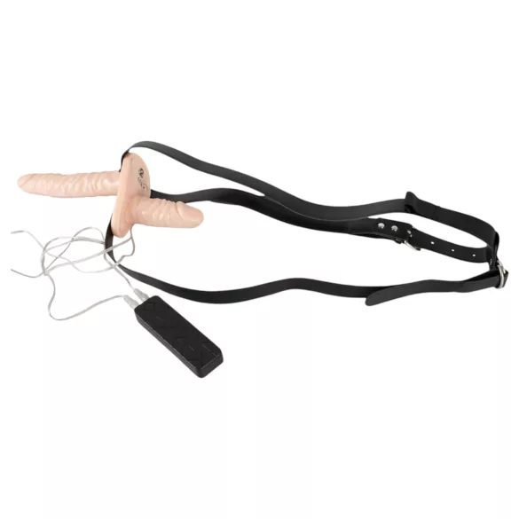You2Toys - strap-on duo vibrátor - prírodná farba