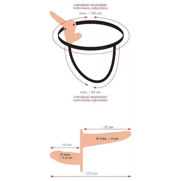 You2Toys - strap-on duo vibrátor - prírodná farba