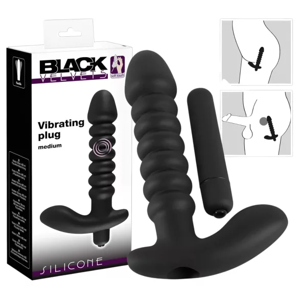 Black Velvets - vibrátor - stredný, vrúbkovaný - čierny