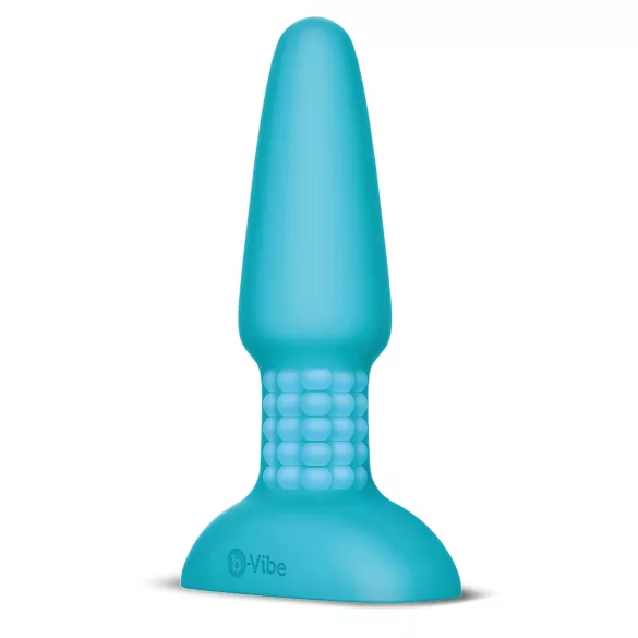 b-Vibe - análny vibrátor s rotujúcimi guličkami - dobíjací - tyrkysový