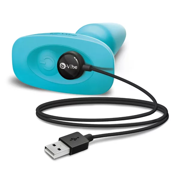 b-Vibe - análny vibrátor s rotujúcimi guličkami - dobíjací - tyrkysový