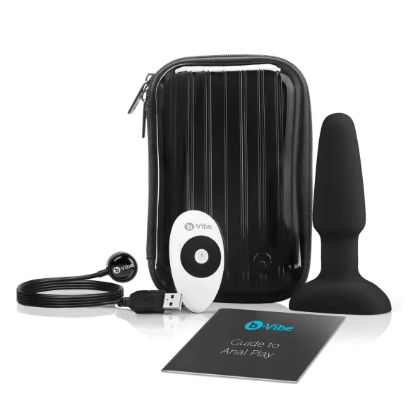 b-Vibe - rotačný análny vibrátor s perličkami, nabíjateľný (čierny)