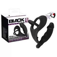   Black Velvets - análny vibrátor s erekčným krúžkom na penis a semenníky - čierny