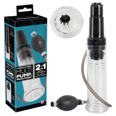   You2Toys - vákuová pumpa na penis a masturbátor 2v1 - priehľadná