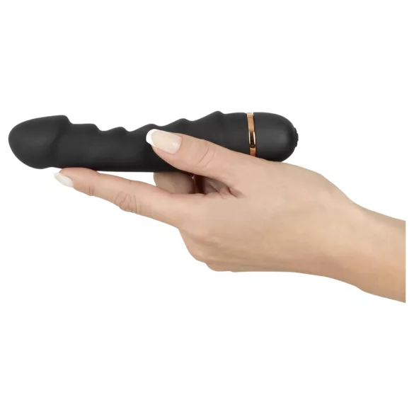 You2Toys - vibrátor pre ženy - ohybný, vrúbkovaný - čierny