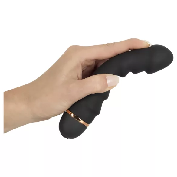 You2Toys - vibrátor pre ženy - ohybný, vrúbkovaný - čierny