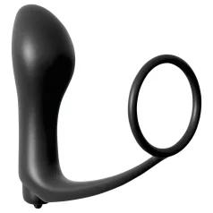   Analfantasy - análny vibračný prstový stimulátor s erekčným krúžkom (čierny)