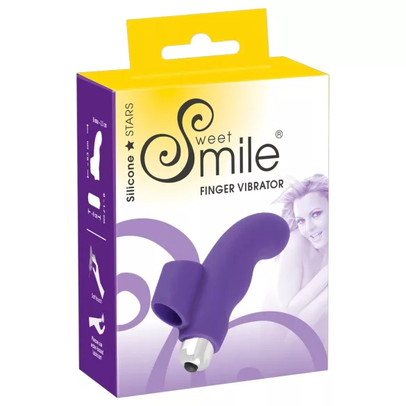 SMILE - mini vibrátor na prst - vlnitý tvar - silikón - fialový