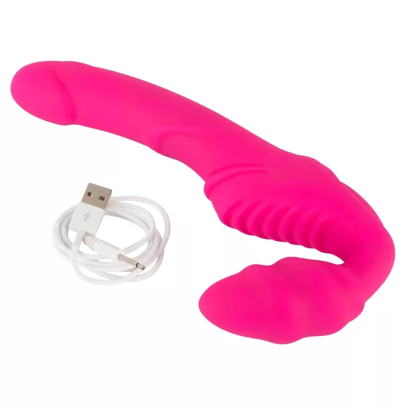 You2Toys - Double2Teaser - pripínací vibrátor bez popruhov (ružový)