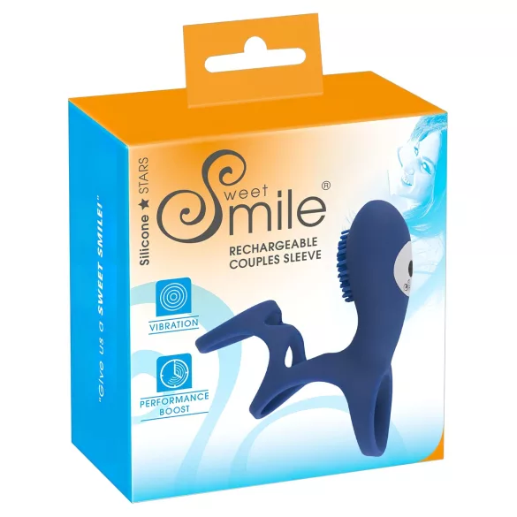 SMILE Couple - vibračný erekčný krúžok s vibráciou - modrý, nabíjateľný
