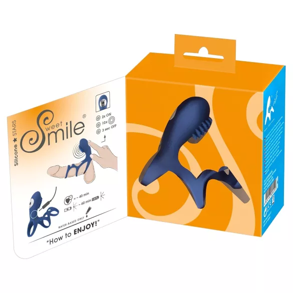 SMILE Couple - vibračný erekčný krúžok s vibráciou - modrý, nabíjateľný
