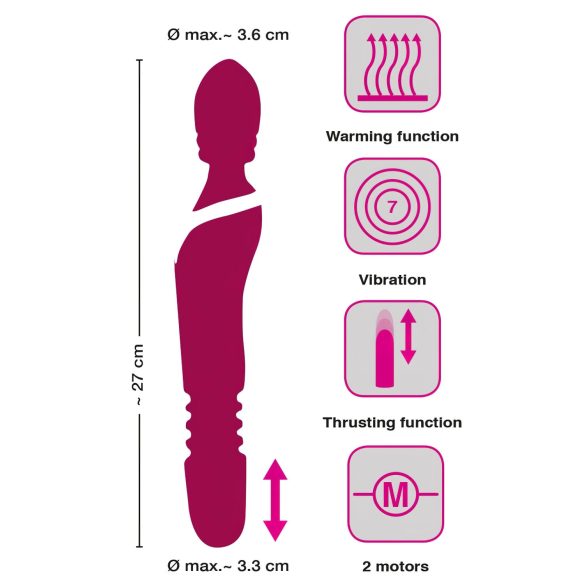 Javida Thrusting - masážny vibrátor 3v1 - červený