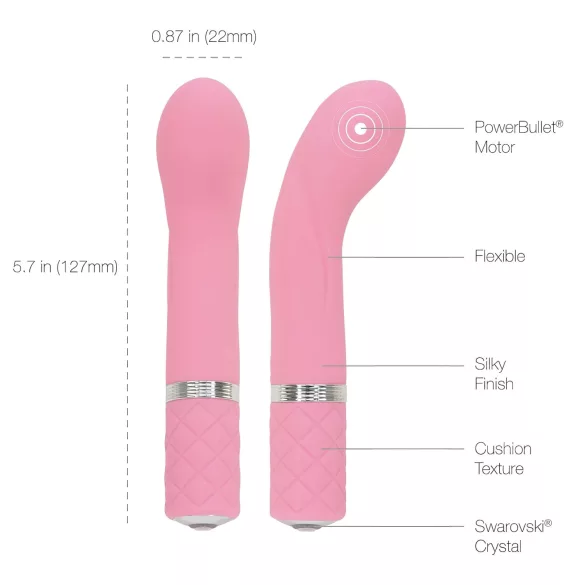 Pillow Talk Racy - akumulátorový, úzky G‑bodový vibrátor (ružový)