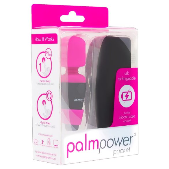 PalmPower Pocket Wand - mini masážny vibrátor (ružová-čierna)