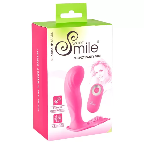 SMILE - pripínací vibrátor na G bod - nabíjateľný, ovládač - ružový