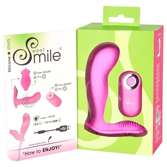 SMILE - pripínací vibrátor na G bod - nabíjateľný, ovládač - ružový