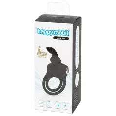  Happyrabbit - vibračný erekčný krúžok na penis a semenníky - silikón, čierny