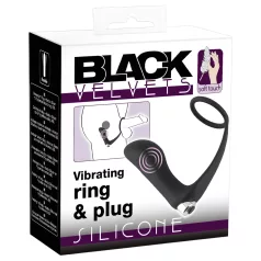   Black Velvets - análny vibrátor s erekčným krúžkom - čierny