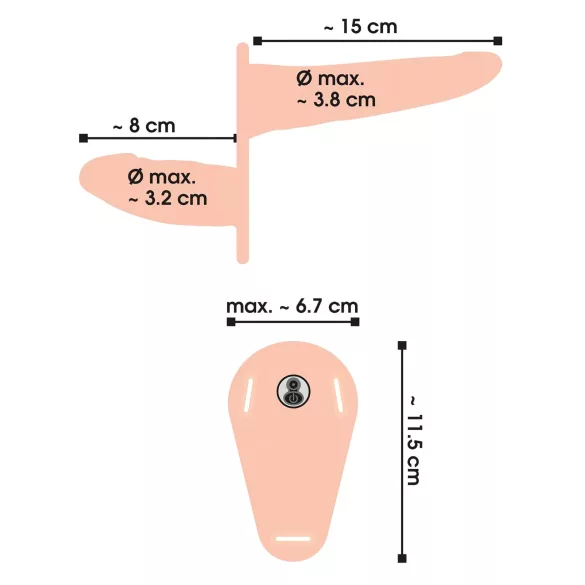 You2Toys - strap-on dvojitý vibrátor - telová farba