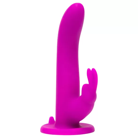 Happyrabbit - strap-on vibrátor pre dvojice - zajačik - fialový