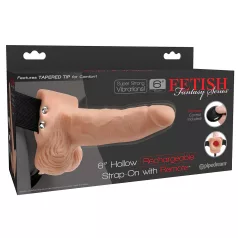Fetish - Strap-on dutý vibrátor s popruhmi - telová farba