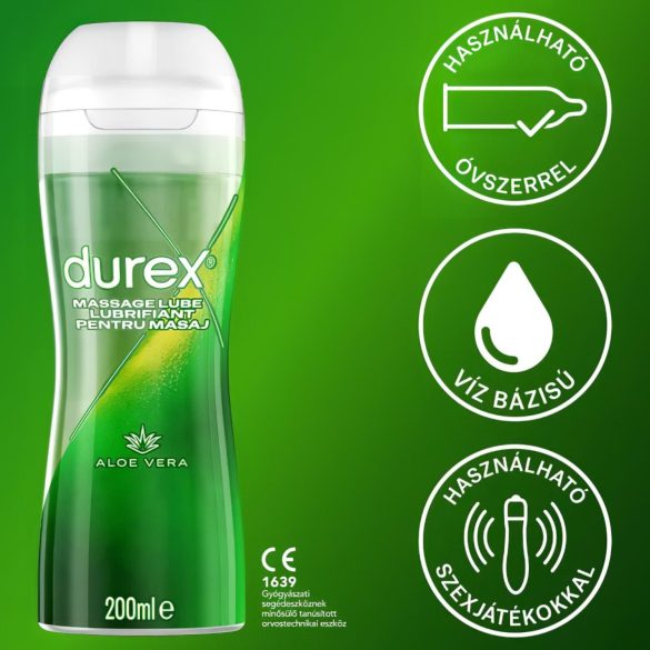 Durex - masážny olej a lubrikant 2v1 - aloe vera - 200 ml