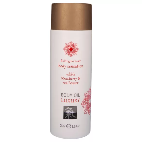 Shiatsu Luxury - jedlý masážny olej - jahoda a červené korenie - 75ml