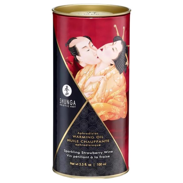 Shunga - zahrievací masážny olej - šampanské-jahoda (100ml)