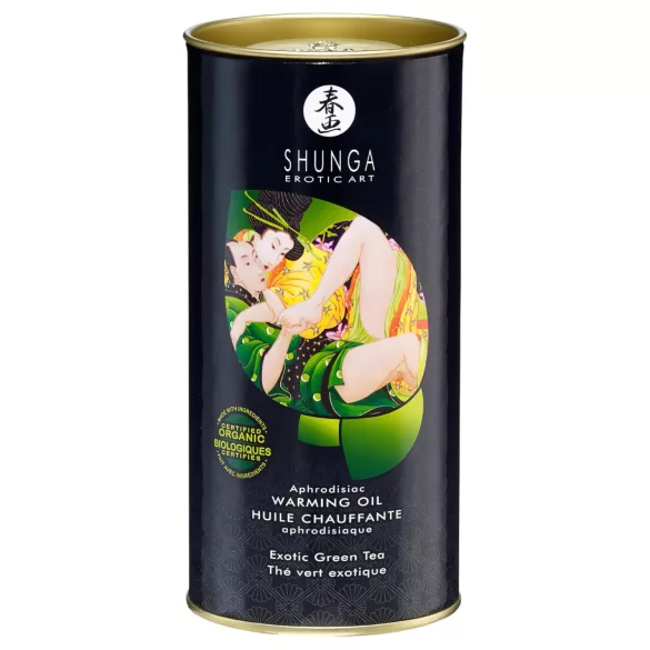 Shunga - masážny olej s hrejivým účinkom - zelený čaj - 100 ml