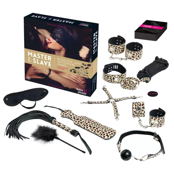 Master & Slave - BDSM sada na zväzovanie - umelá koža - hnedo-čierna