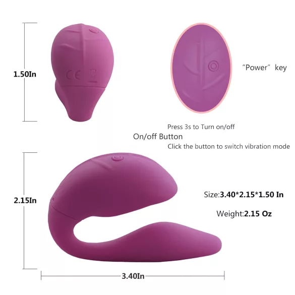 Cotoxo Cupid 2 - vibrátor pre páry na diaľkové ovládanie - fialový