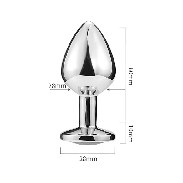 Sunfo - kovový análny kolík so srdcovým kameňom (strieborno-biely)
