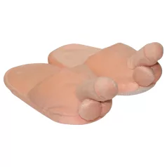 Plyšové papuče - tvar penisu - béžové