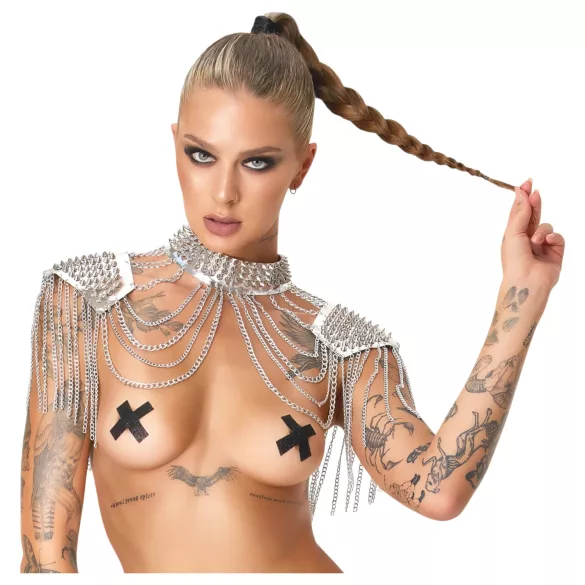Bad Kitty - kovový reťazový ramenný ozdobný doplnok (strieborný)