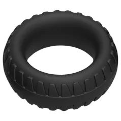   Pulselock Forge - silikónový penisový krúžok s dezénom pneumatiky (čierny) - 30 mm