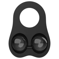  Pulselock Taur - silikónový krúžok na semenníky so záťažovými guľôčkami (čierny)