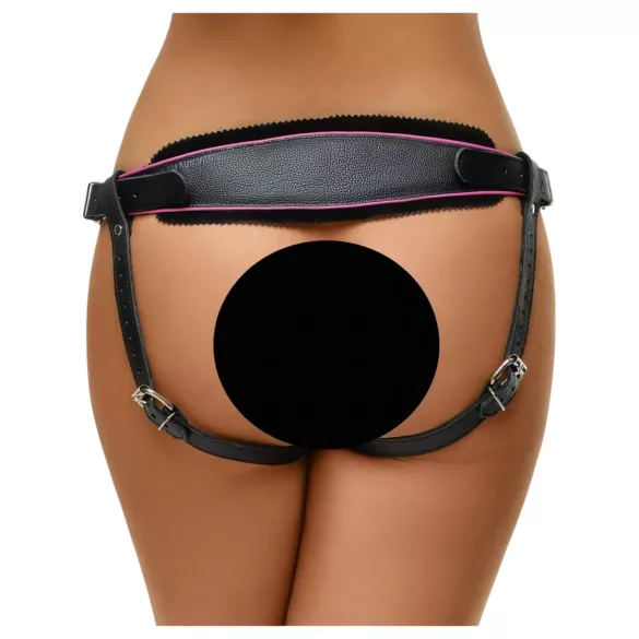 ZADO - kožený spodný postroj na pripínací dildó na BDSM (čierny, S-L)