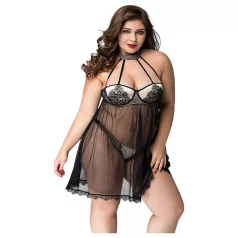 JSY 066 - čierna babydoll súprava (XL-2XL)