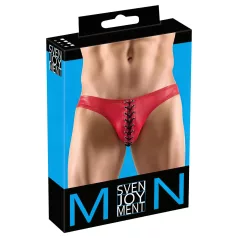   Svenjoyment - pánske čierne šnurovacie slipy - červené detaily - M