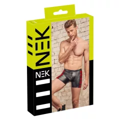   NEK - pánske boxerky na zips - čierne s červenými bočnými vložkami - L